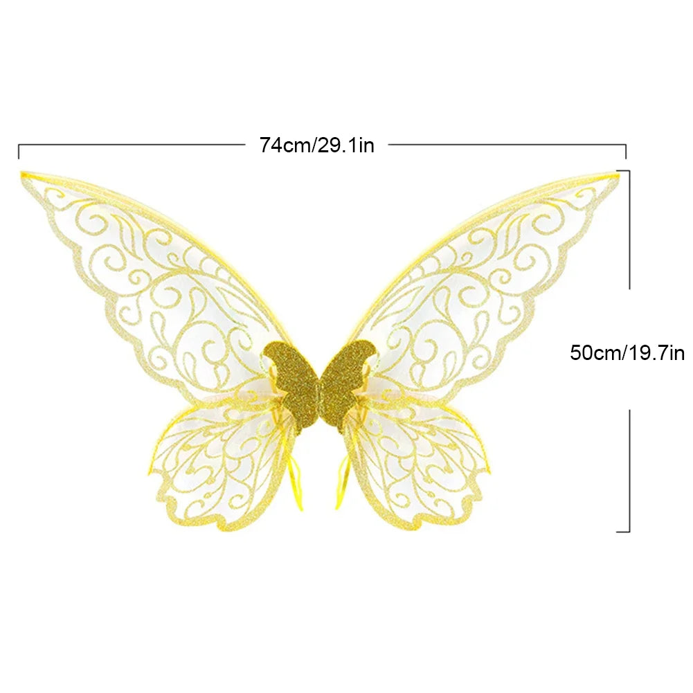 Butterfly Fairy Wings Costume Women Girls Sparkle Princess Angel Wing for Halloween Party Favor Cosplay Costume Dress Up Props