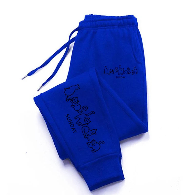 Sunday Stray Cats Man Woman Trousers Pocket Sports Tracksuit Leggings Outdoor Sweat Pants Drawstring Casual Sweatpant Couple