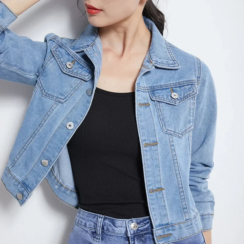 New Spring Denim Jacket Women's Top Niche Design Colorful Women's Clothing Net Weight Loss Slim Fit Jeans Jacket