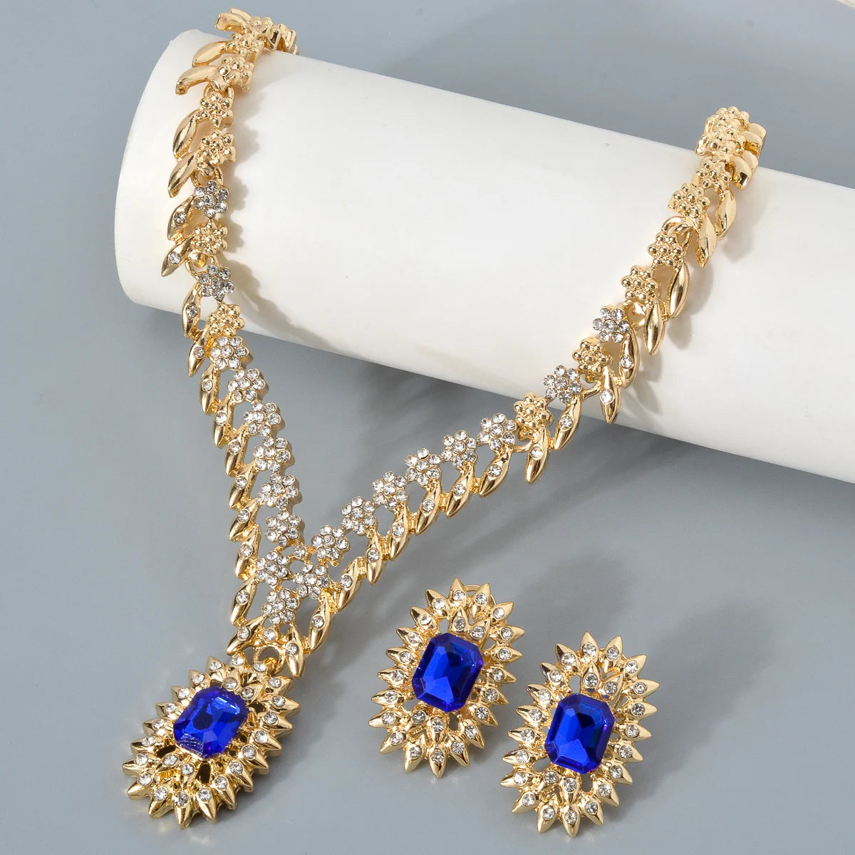 ZEADear Luxury Blue Zircon Jewelry Sets 18K Gold Plated Necklace Bracelet Earrings Ring For Italy Wedding Gifts Bridal Jewelry