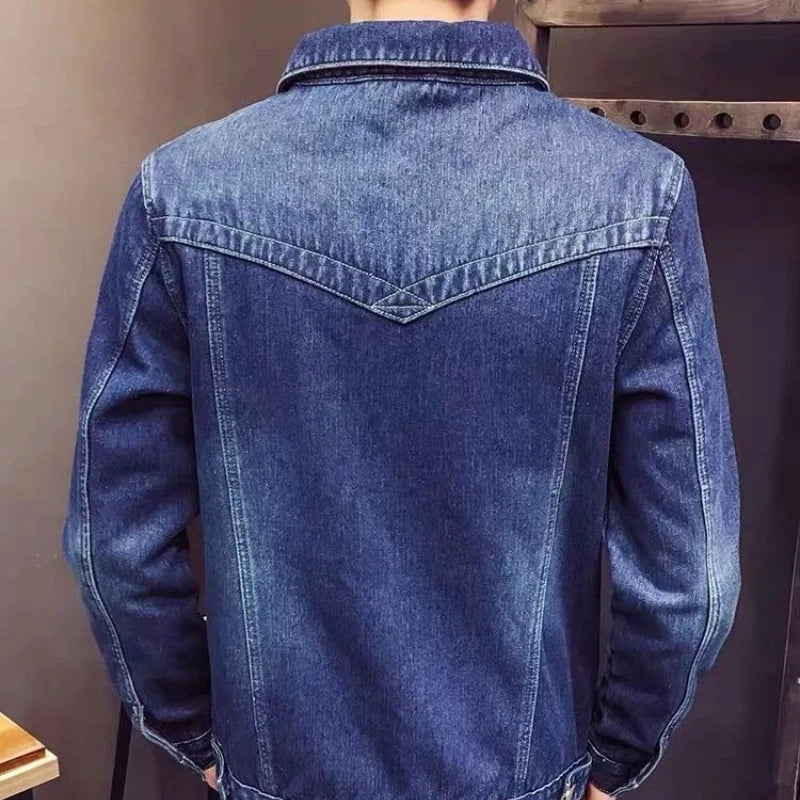 Autumn Denim Jackets Man Padded Warm Button Cheap Price Stylish Loose Cowboy Coat for Men Elatic Low Menswear Y2k Lxury Designer