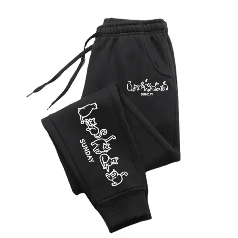 Sunday Stray Cats Man Woman Trousers Pocket Sports Tracksuit Leggings Outdoor Sweat Pants Drawstring Casual Sweatpant Couple