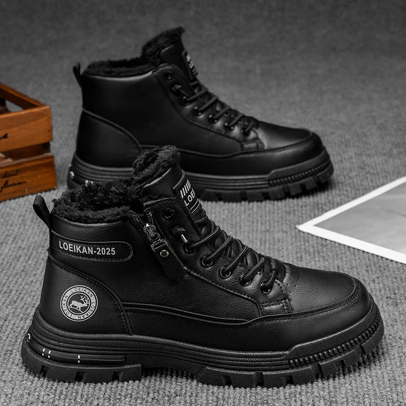 Winter New Men's Snow Boots, Thickened & Cotton-Lined, Versatile Trendy Style, Outdoor Wear with Street Vibe