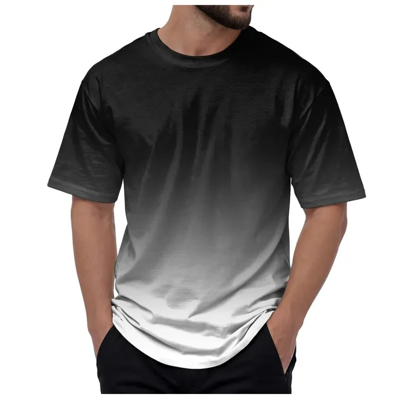 Gradient Colorful 3D Printed T-Shirt For Men Fun Pattern Tees Summer Street Short Sleeve Round Neck Tops Oversized T Shirts