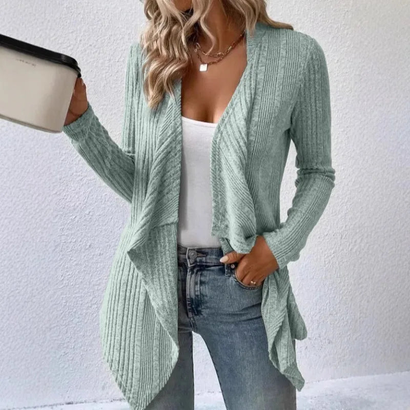 Autumn/Winter New Women's Cardigan Top Solid Color Casual Fashionable Loose Long Sleeve Knitted Sweater Jacket