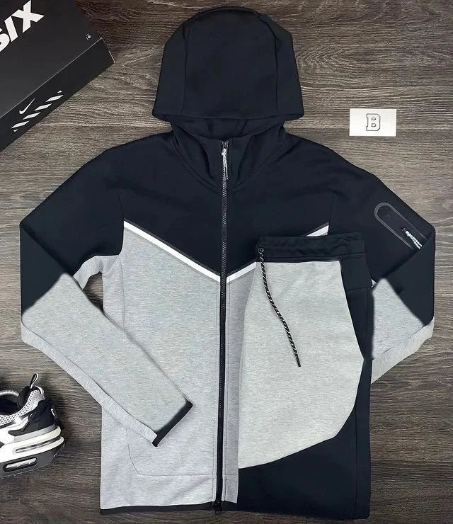 Fashion Casual Men's Wear The United States Spring And Autumn Sports Hoodie Matching Color Sports Two Boutique Sets
