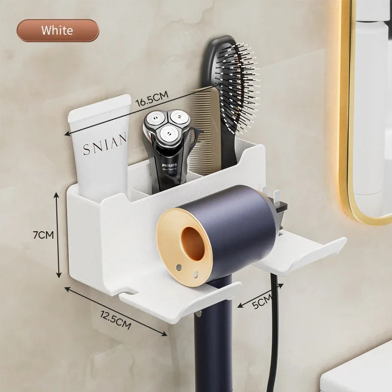 Storage rack hair dryer stand wall mounted hair straightener hair dryer hanger bathroom and toilet storage rack