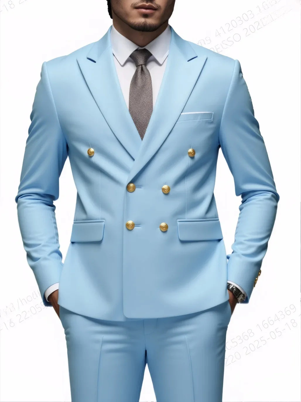 Fashion New Men's Leisure Boutique Business Banquet Solid Color Wedding Double Breasted Slim Fit Suit Blazers Jacket Pants