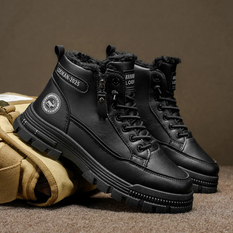 Winter New Men's Snow Boots, Thickened & Cotton-Lined, Versatile Trendy Style, Outdoor Wear with Street Vibe