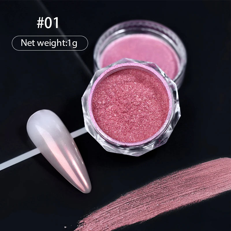 1 Box Aurora White Chrome Nail Powder Sparkling Mirror Pearl Pigments Nail Glitter White Rubbing Dust Nail Art Manicure Decorate
