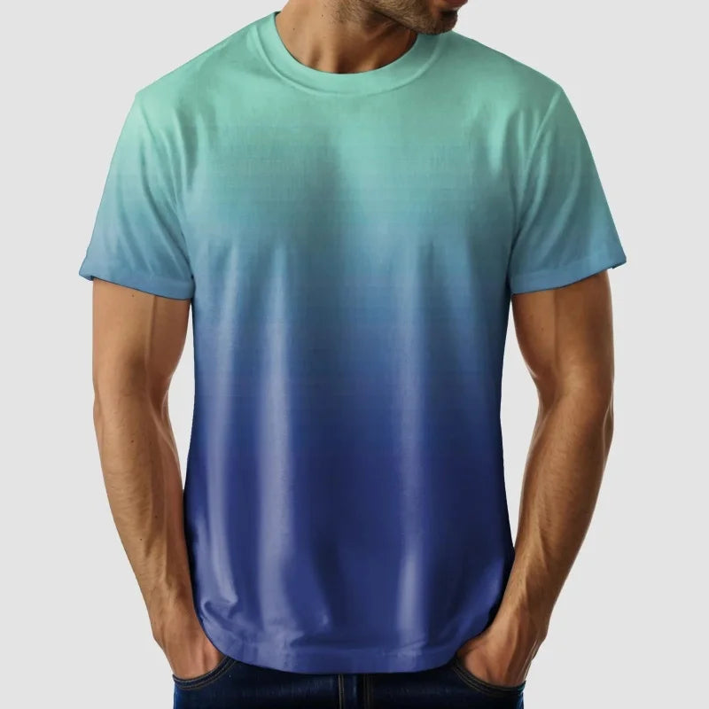 Gradient Colorful 3D Printed T-Shirt For Men Fun Pattern Tees Summer Street Short Sleeve Round Neck Tops Oversized T Shirts