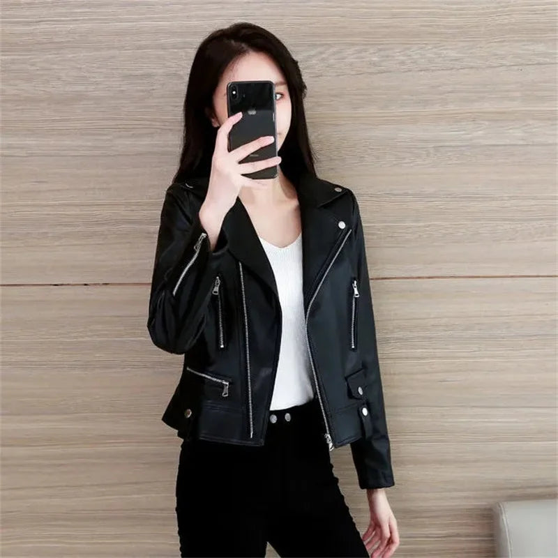 Spring Autumn New All-match Faux Leather Women Jacket Brand Designer Jackets for Ladies Female Chic Slim Women's Coats