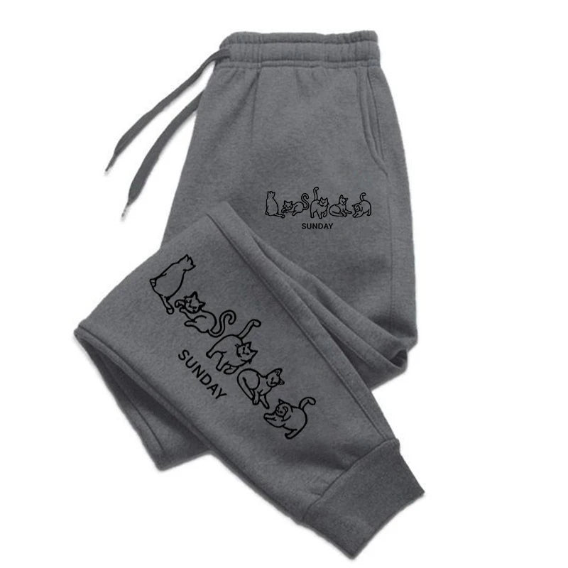 Sunday Stray Cats Man Woman Trousers Pocket Sports Tracksuit Leggings Outdoor Sweat Pants Drawstring Casual Sweatpant Couple