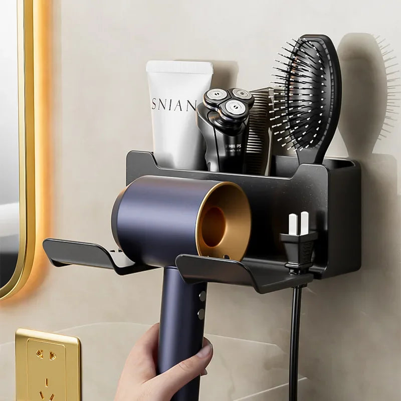 Storage rack hair dryer stand wall mounted hair straightener hair dryer hanger bathroom and toilet storage rack