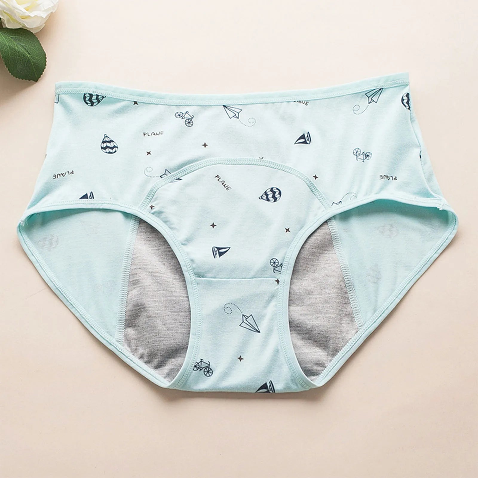 Panties for Menstruation Cotton High Waist Period Underwear Panties Cartoon Printed Lightweight Leak Proof Underpants
