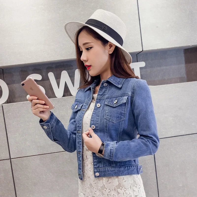 New Spring Denim Jacket Women's Top Niche Design Colorful Women's Clothing Net Weight Loss Slim Fit Jeans Jacket