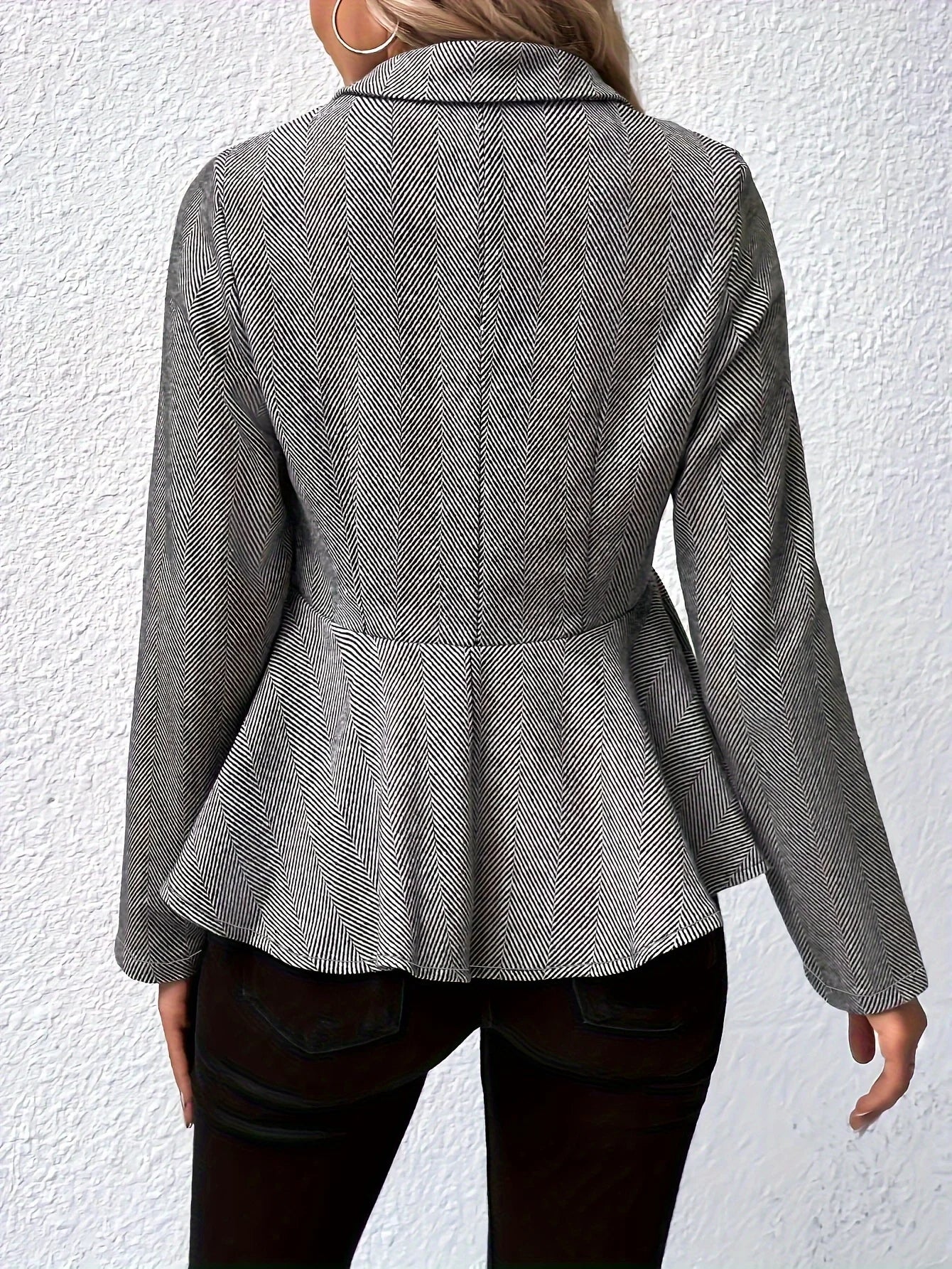 Women Plus Size Woven Cardigan Autumn Coat