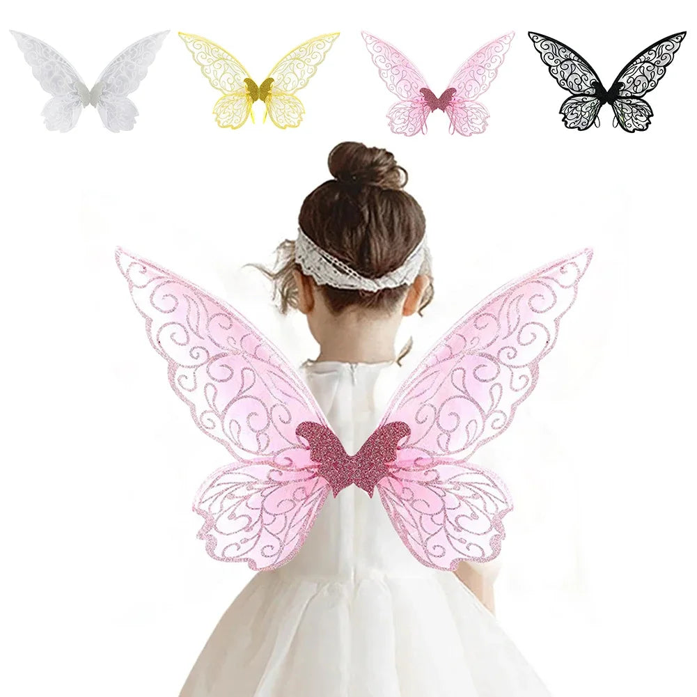 Butterfly Fairy Wings Costume Women Girls Sparkle Princess Angel Wing for Halloween Party Favor Cosplay Costume Dress Up Props