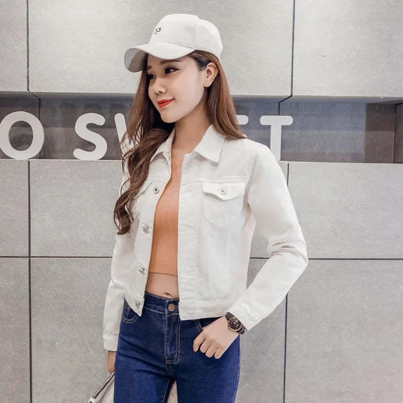 New Spring Denim Jacket Women's Top Niche Design Colorful Women's Clothing Net Weight Loss Slim Fit Jeans Jacket