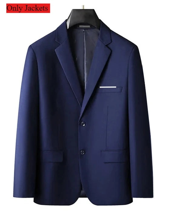 Men's Business Casual Wedding Suit Solid Color Trendy Orange Two-Piece Set Stylish Handsome Suit And Trousers