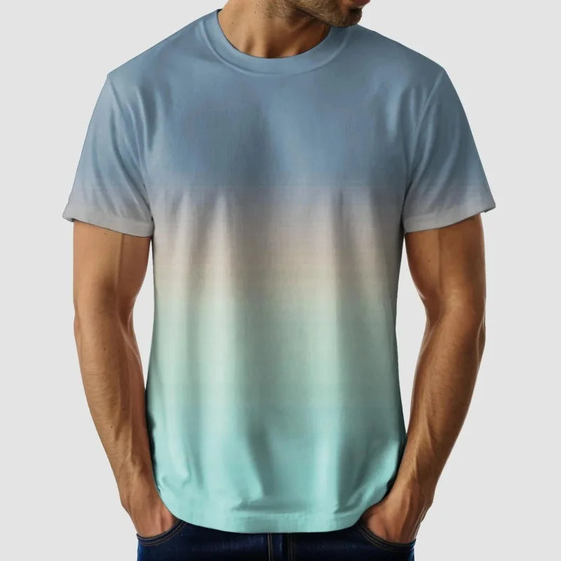 Gradient Colorful 3D Printed T-Shirt For Men Fun Pattern Tees Summer Street Short Sleeve Round Neck Tops Oversized T Shirts