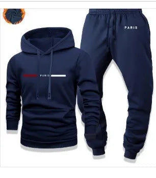 Fashionable cross-border winter new men's pullover hooded set, printed logo letters, loose-fitting hooded jacket