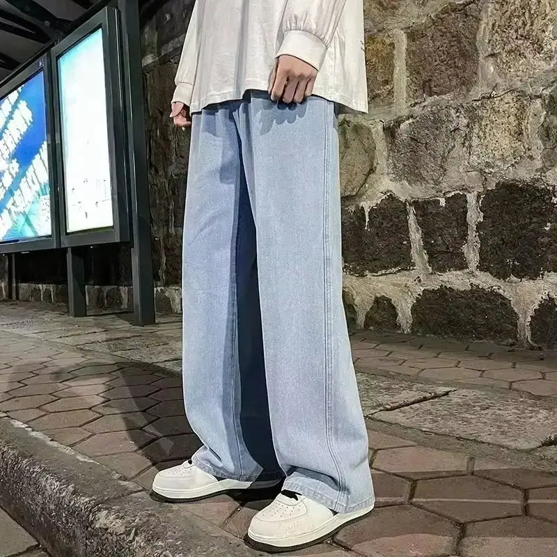 Spring/Summer Korean Style Straight Leg Lyocell Jeans Men's Fashion Versatile Loose Thin Pants Men's Washed Retro