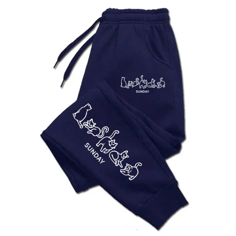 Sunday Stray Cats Man Woman Trousers Pocket Sports Tracksuit Leggings Outdoor Sweat Pants Drawstring Casual Sweatpant Couple