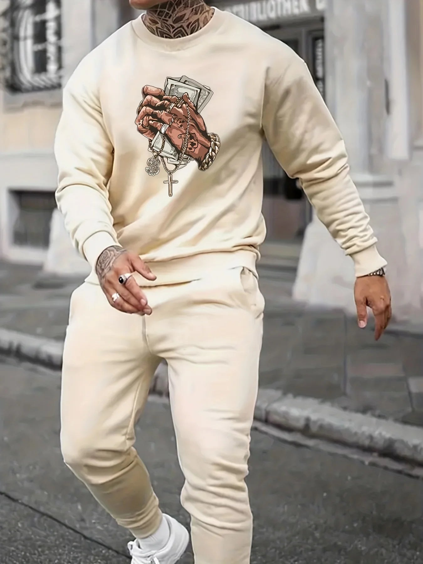 Men's Autumn Winter Sweater Set With Plush Fashion Casual Men's Loose Breathable Pullovers Brand Hoody