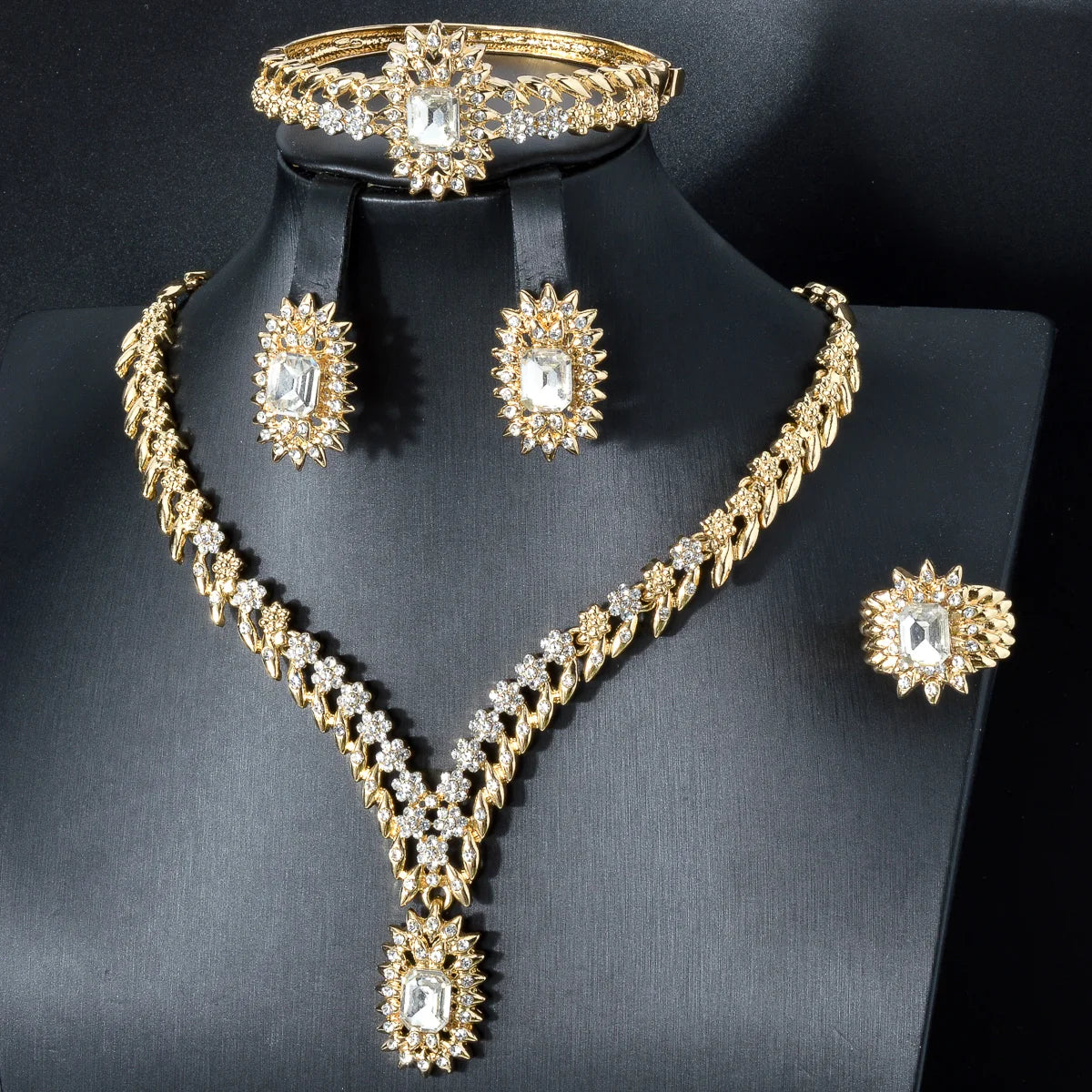ZEADear Luxury Blue Zircon Jewelry Sets 18K Gold Plated Necklace Bracelet Earrings Ring For Italy Wedding Gifts Bridal Jewelry