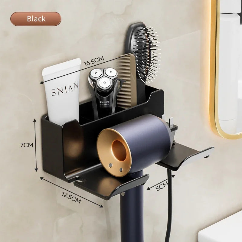 Storage rack hair dryer stand wall mounted hair straightener hair dryer hanger bathroom and toilet storage rack