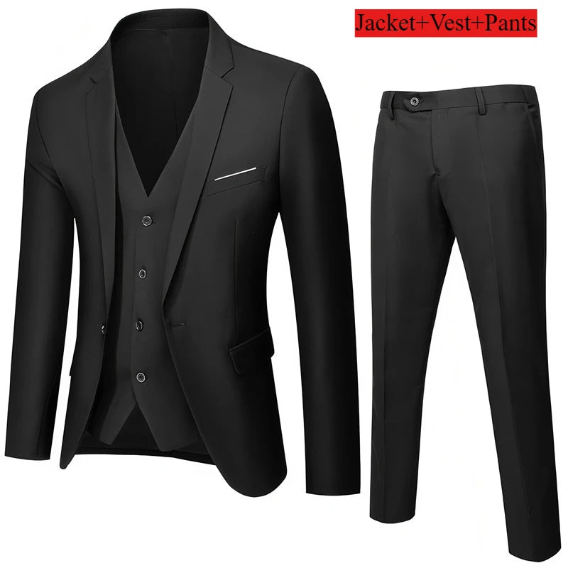 Men's Business Suit Set Groomsmen Regular Fit-Tuxedo Men Wedding Suit Set Lapel Formal Stylish Buttons Pockets