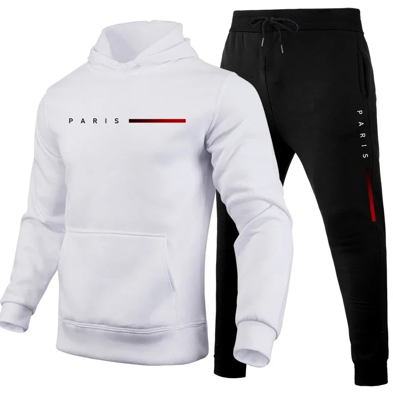 Fashionable cross-border winter new men's pullover hooded set, printed logo letters, loose-fitting hooded jacket