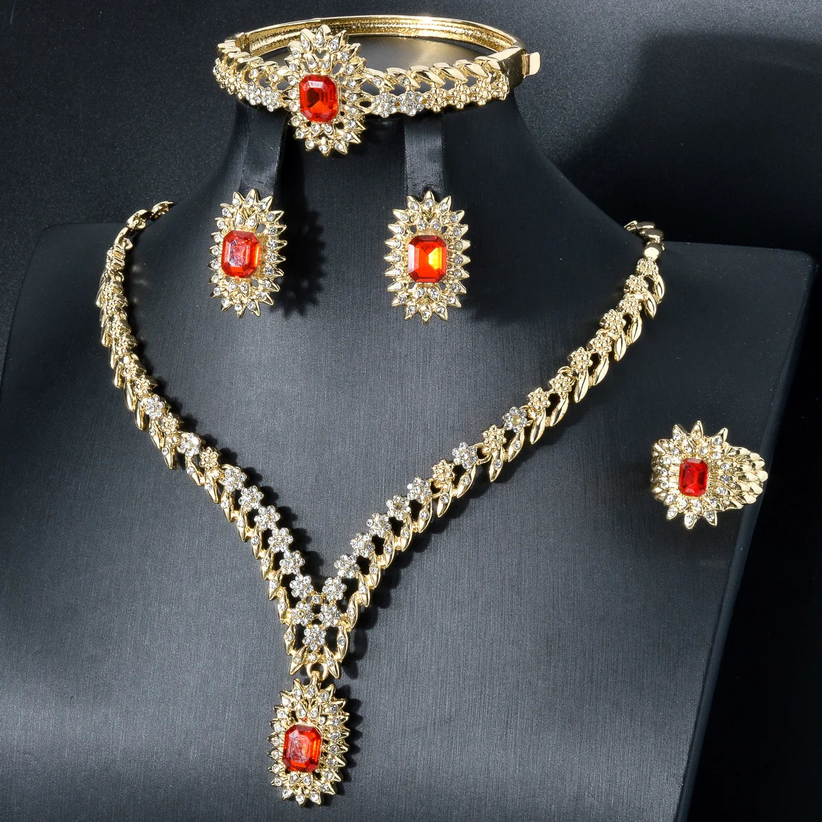 ZEADear Luxury Blue Zircon Jewelry Sets 18K Gold Plated Necklace Bracelet Earrings Ring For Italy Wedding Gifts Bridal Jewelry