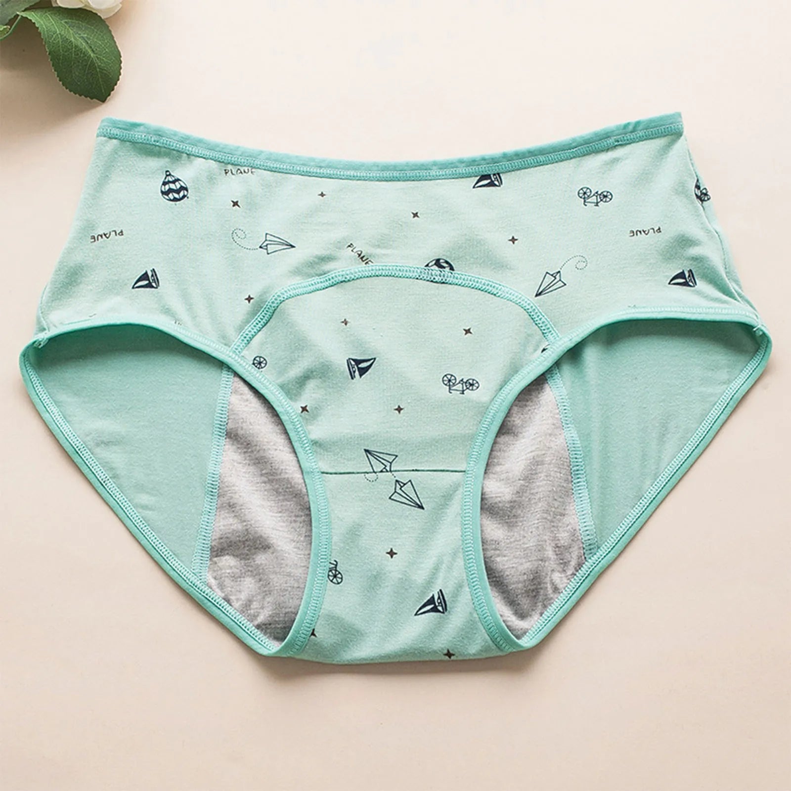 Panties for Menstruation Cotton High Waist Period Underwear Panties Cartoon Printed Lightweight Leak Proof Underpants