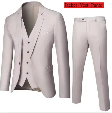 Men's Business Suit Set Groomsmen Regular Fit-Tuxedo Men Wedding Suit Set Lapel Formal Stylish Buttons Pockets
