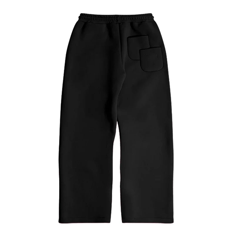 Men's Casual Solid Hooded Pullover Straight Pants 2 Piece Set Tracksuit For Fashion Loose Hoodies Sweatshirt Wide Leg Sweatpants