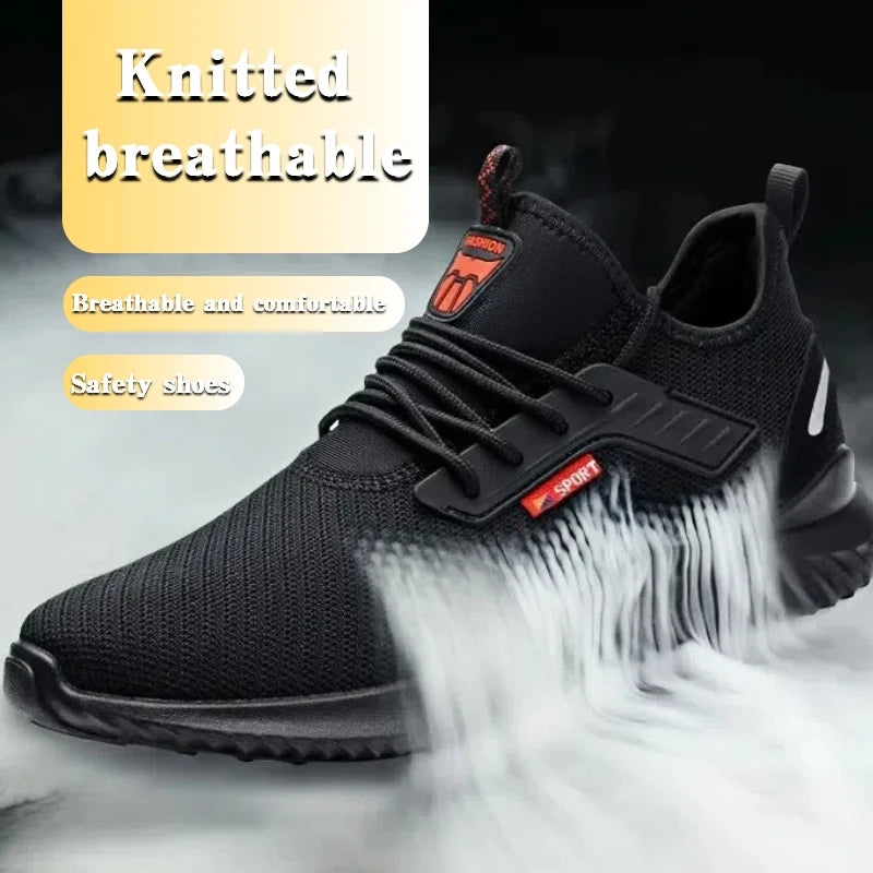 Men's Steel Safety Work Shoes Durable Steel Toe Boots Anti Slip Comfortable for Construction Factory Industrial Workplace