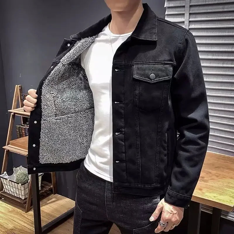 Autumn Denim Jackets Man Padded Warm Button Cheap Price Stylish Loose Cowboy Coat for Men Elatic Low Menswear Y2k Lxury Designer