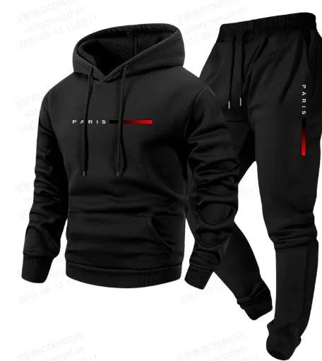 Fashionable cross-border winter new men's pullover hooded set, printed logo letters, loose-fitting hooded jacket