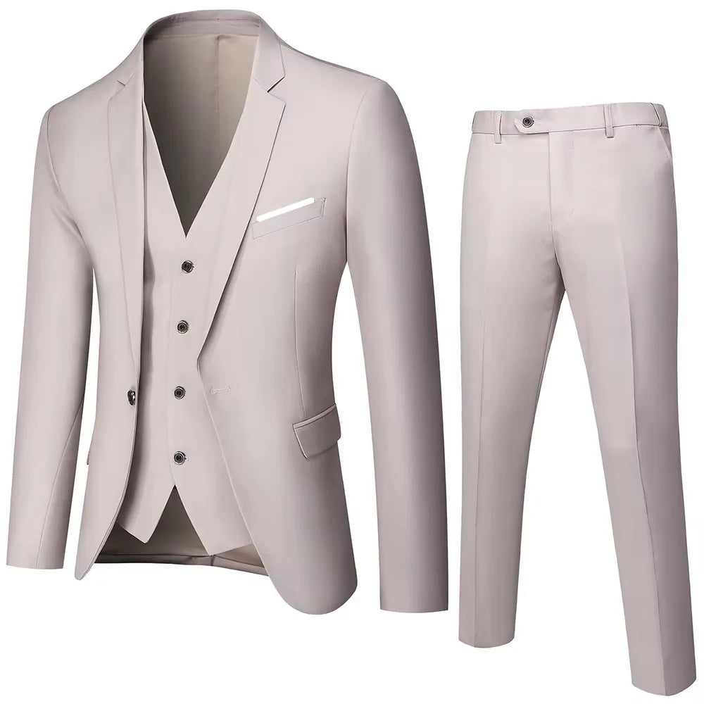 Men's Business Suit Set Groomsmen Regular Fit-Tuxedo Men Wedding Suit Set Lapel Formal Stylish Buttons Pockets