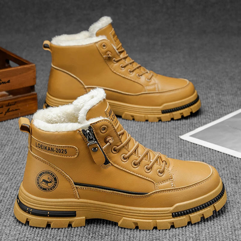 Winter New Men's Snow Boots, Thickened & Cotton-Lined, Versatile Trendy Style, Outdoor Wear with Street Vibe