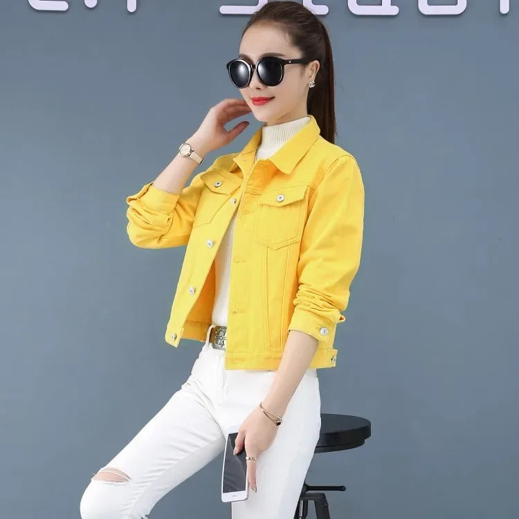 New Spring Denim Jacket Women's Top Niche Design Colorful Women's Clothing Net Weight Loss Slim Fit Jeans Jacket