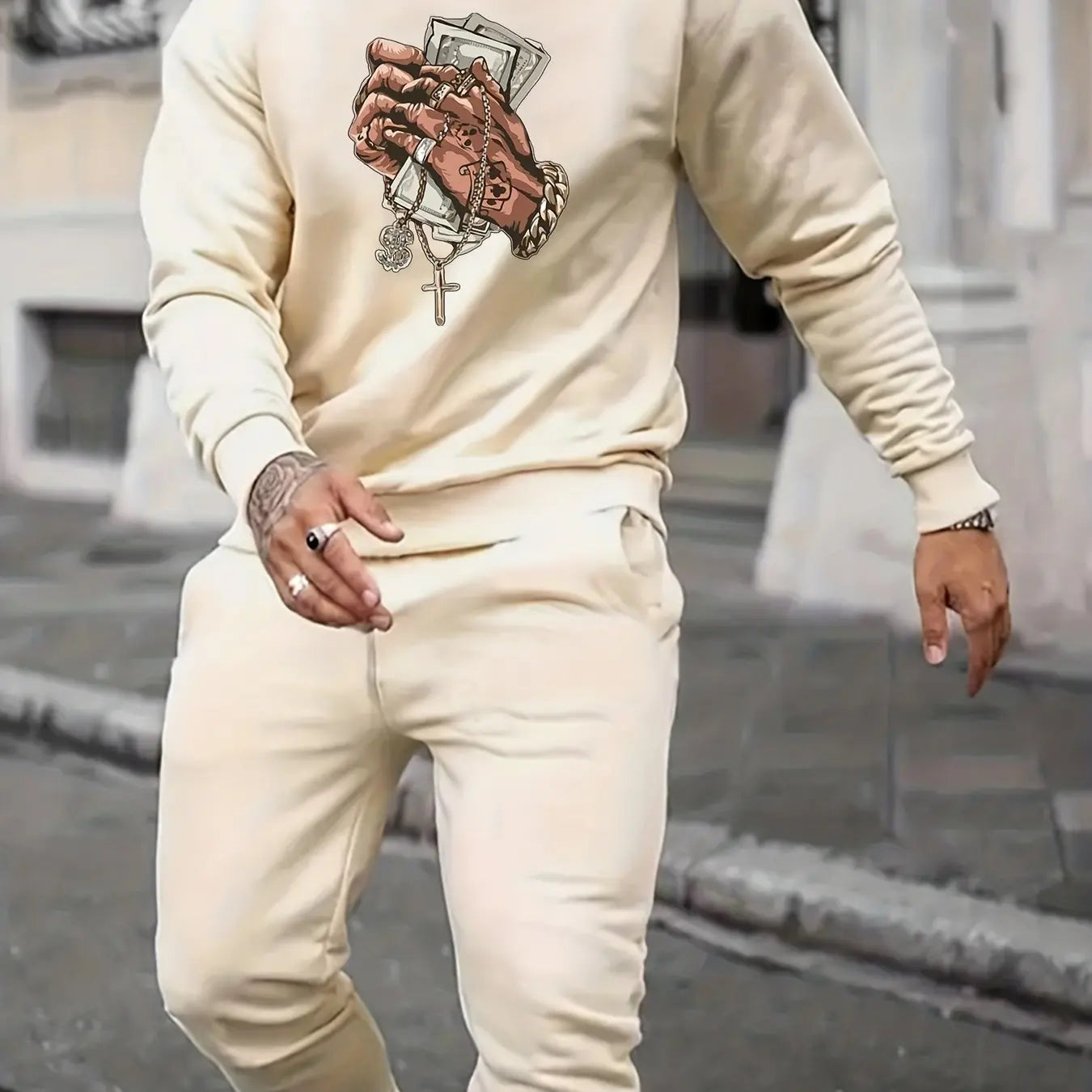 Men's Autumn Winter Sweater Set With Plush Fashion Casual Men's Loose Breathable Pullovers Brand Hoody