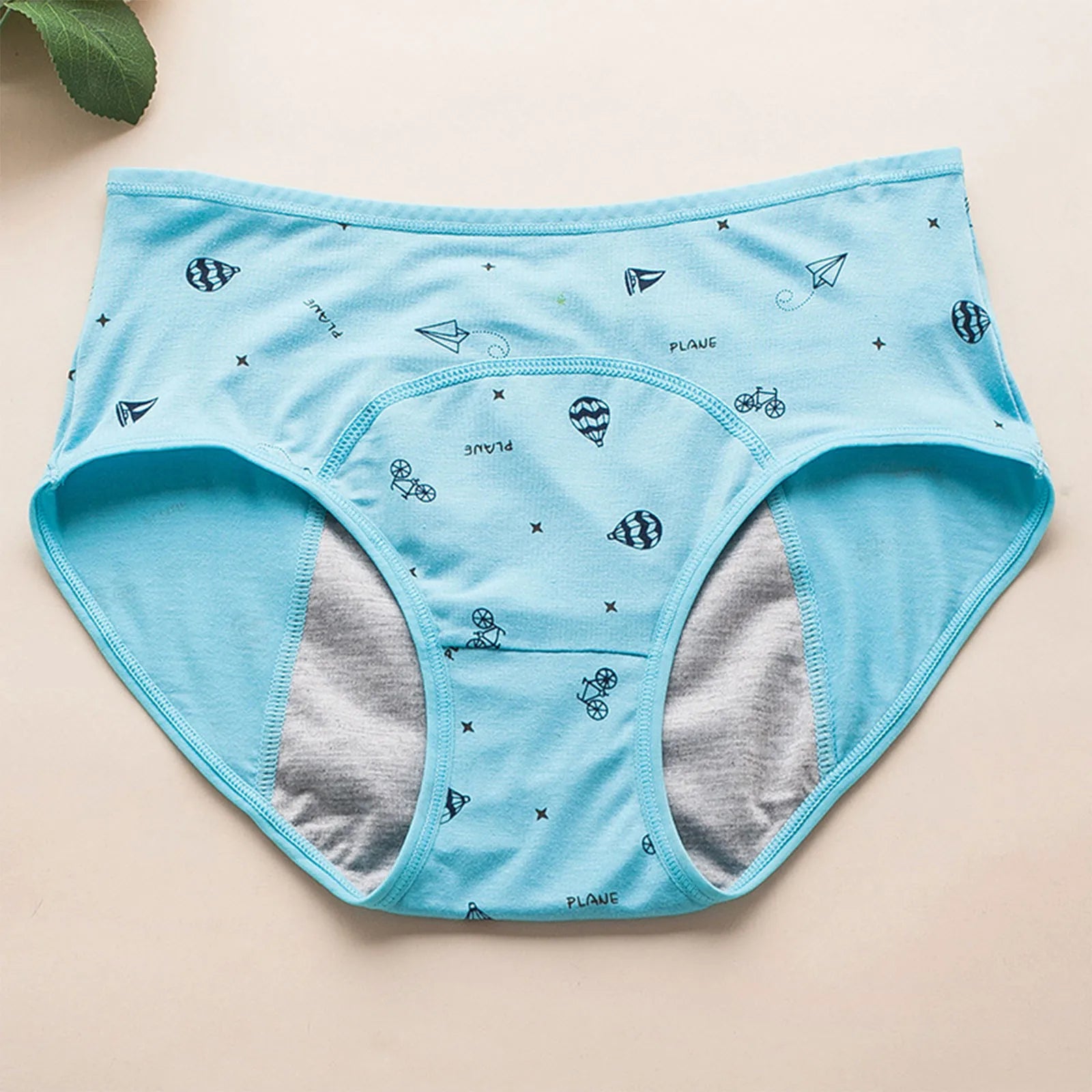 Panties for Menstruation Cotton High Waist Period Underwear Panties Cartoon Printed Lightweight Leak Proof Underpants