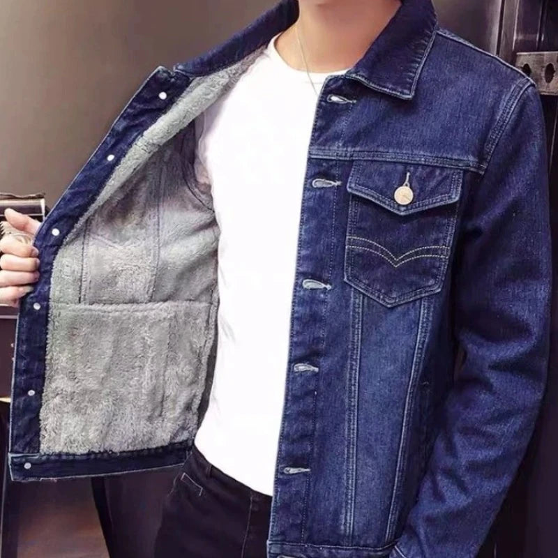 Autumn Denim Jackets Man Padded Warm Button Cheap Price Stylish Loose Cowboy Coat for Men Elatic Low Menswear Y2k Lxury Designer