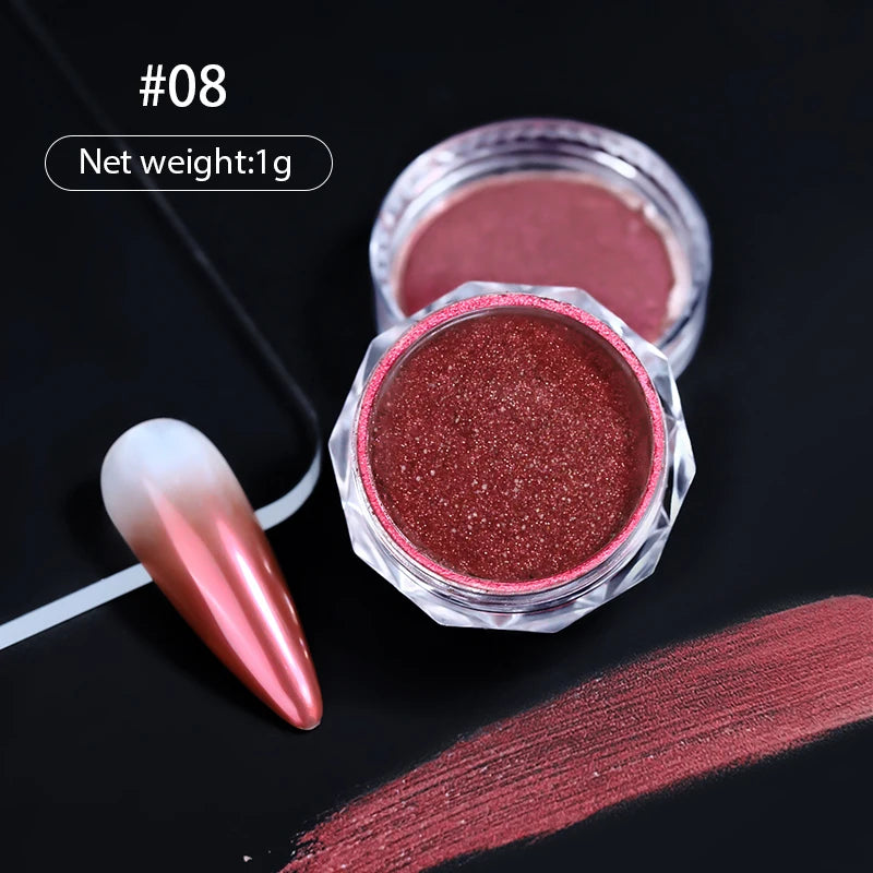 1 Box Aurora White Chrome Nail Powder Sparkling Mirror Pearl Pigments Nail Glitter White Rubbing Dust Nail Art Manicure Decorate
