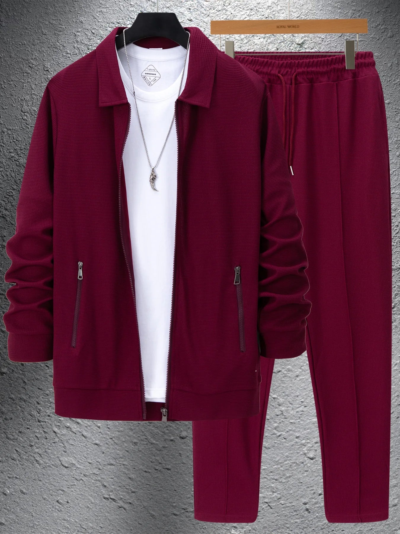 Autumn Zipper Pocket lapel Trendy Jacket + Trousers Men's sportswear Streetwear Set