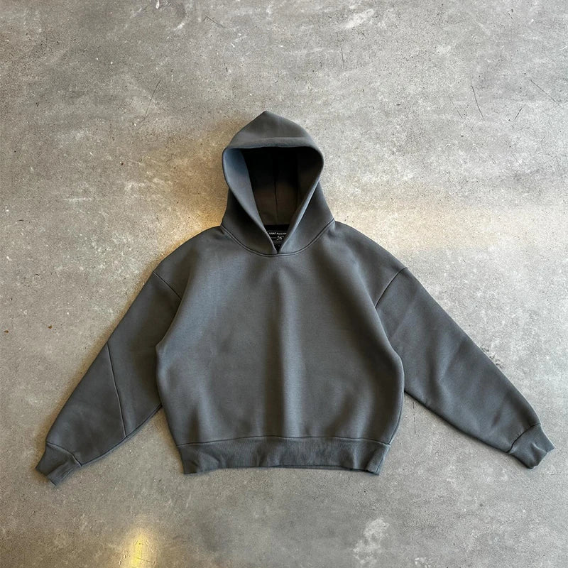 Men's Casual Solid Hooded Pullover Straight Pants 2 Piece Set Tracksuit For Fashion Loose Hoodies Sweatshirt Wide Leg Sweatpants