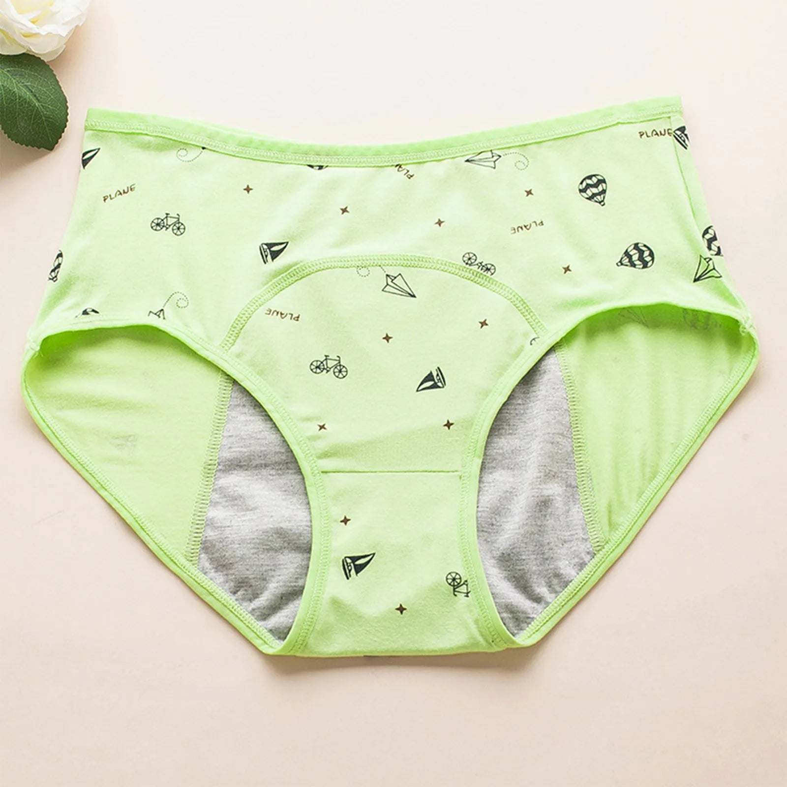 Panties for Menstruation Cotton High Waist Period Underwear Panties Cartoon Printed Lightweight Leak Proof Underpants